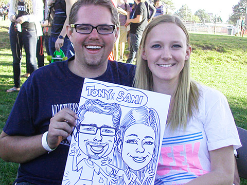 party caricature, live caricatures for school events, community events, Northern Arizona University