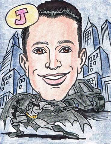 Superhero caricature as Batman